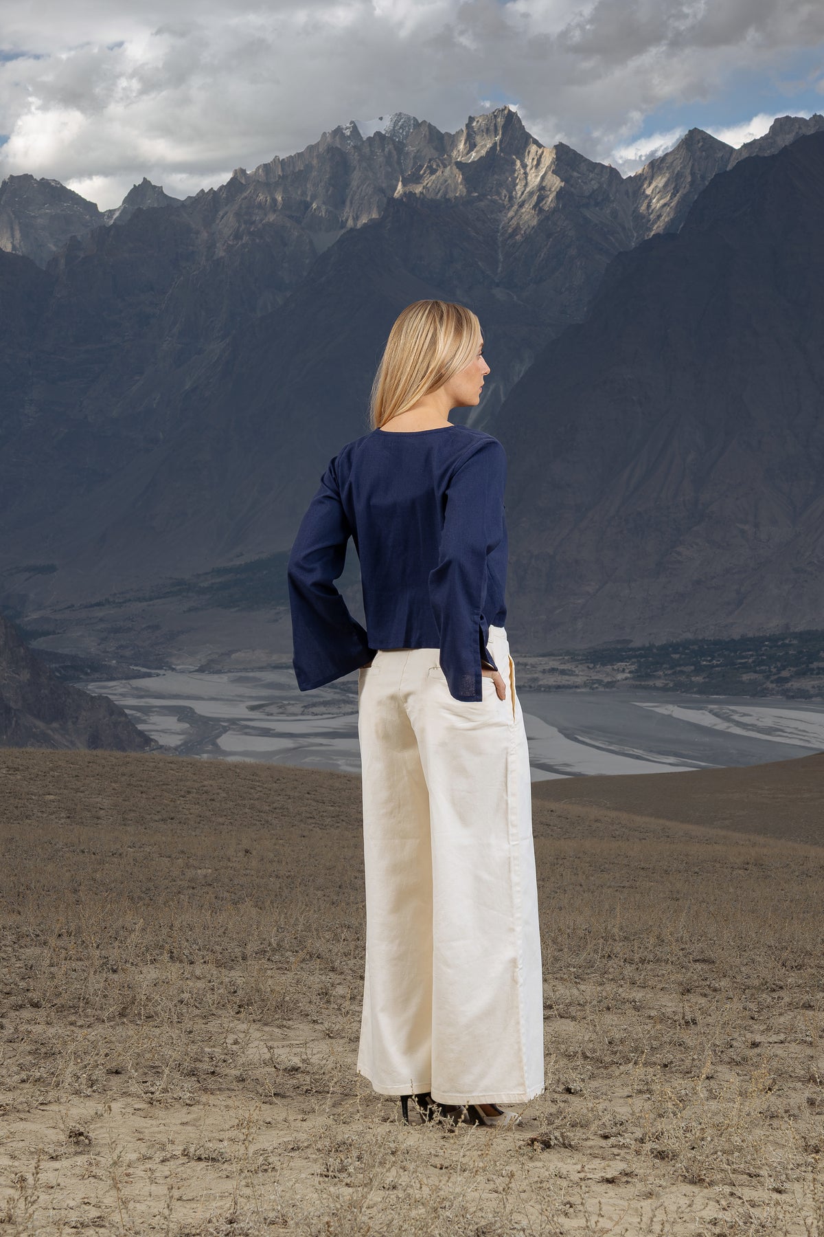 Azure Linen Top