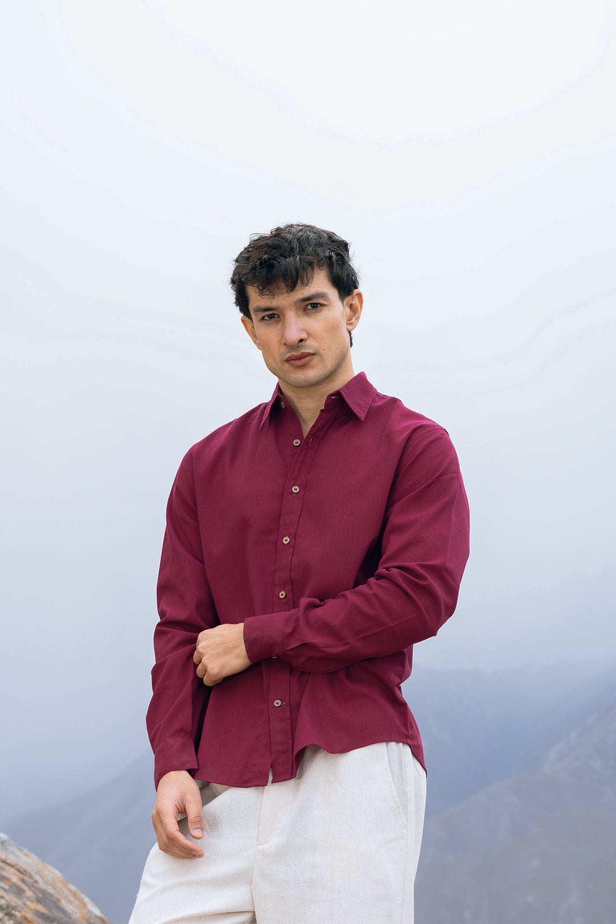 Carmine Linen Button Down Shirt