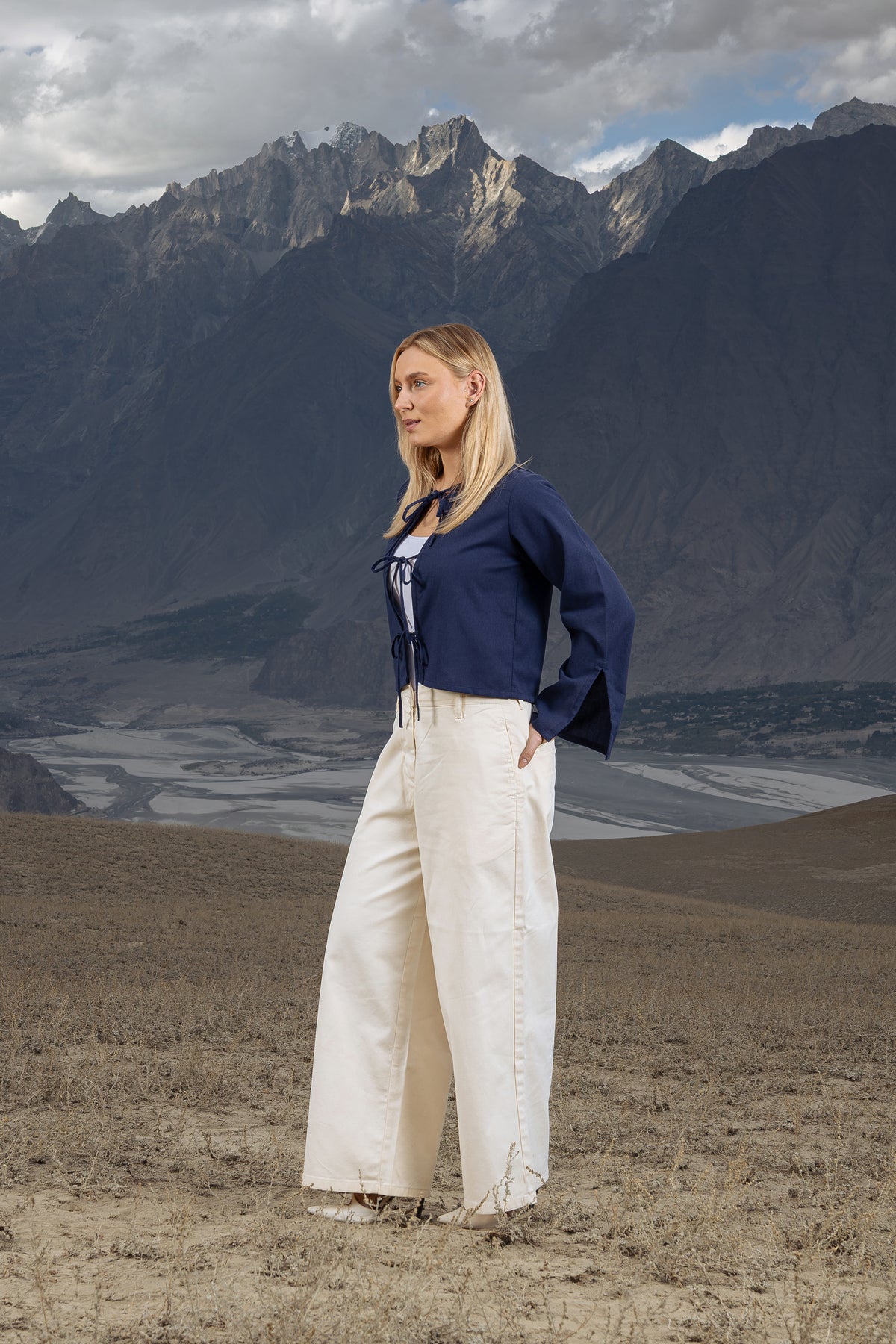 Azure Linen Top