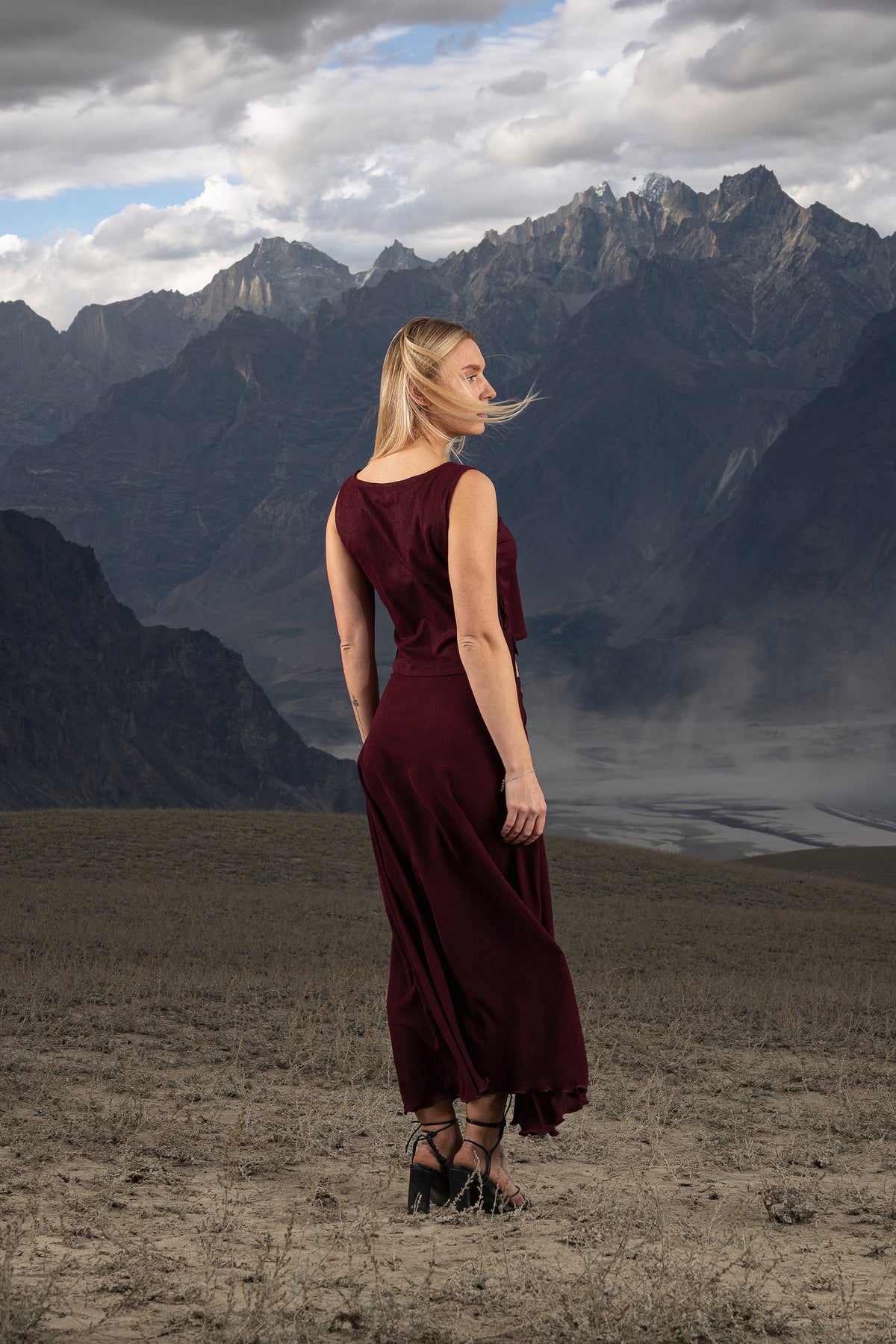 Crimson A-line Skirt